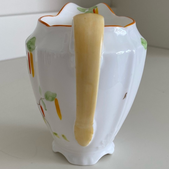 CROWN CHINA LARGE CREAMER/SAUCE JUG IN GREEN, ORANGE AND YELLOW - Picture 5 of 7